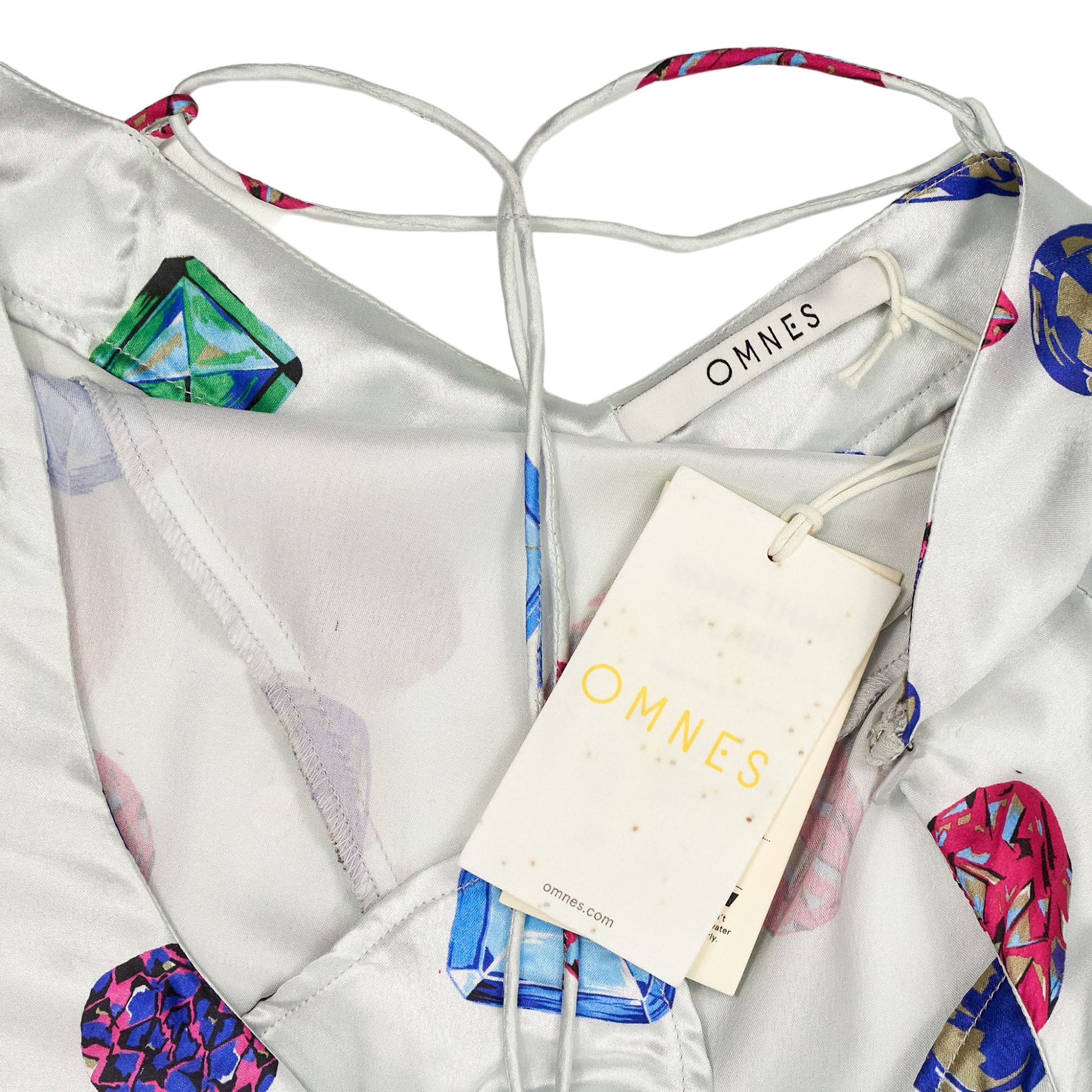 OMNES White Multi Gem Print Dress