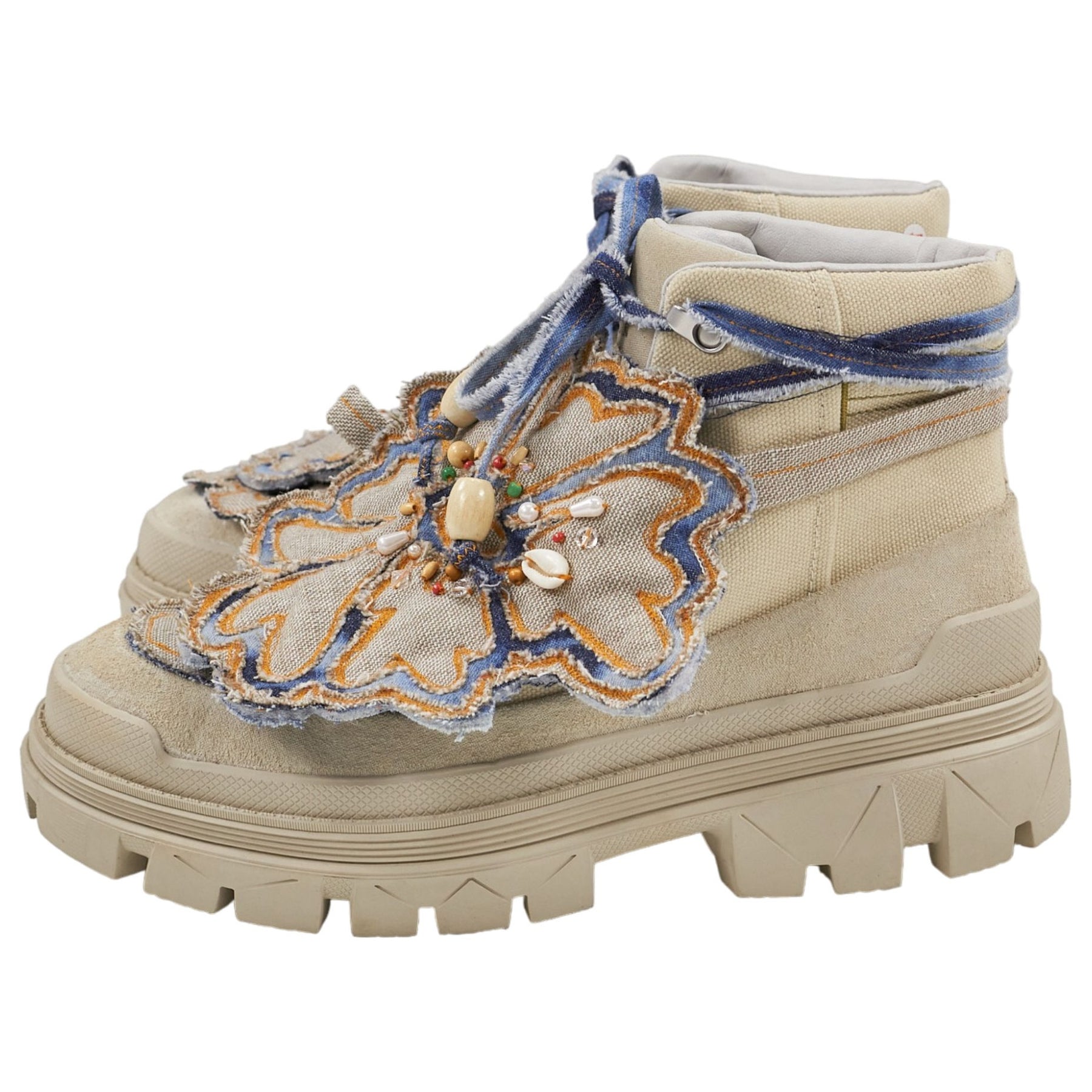 Cat Footwear Beige Embroidered Boots