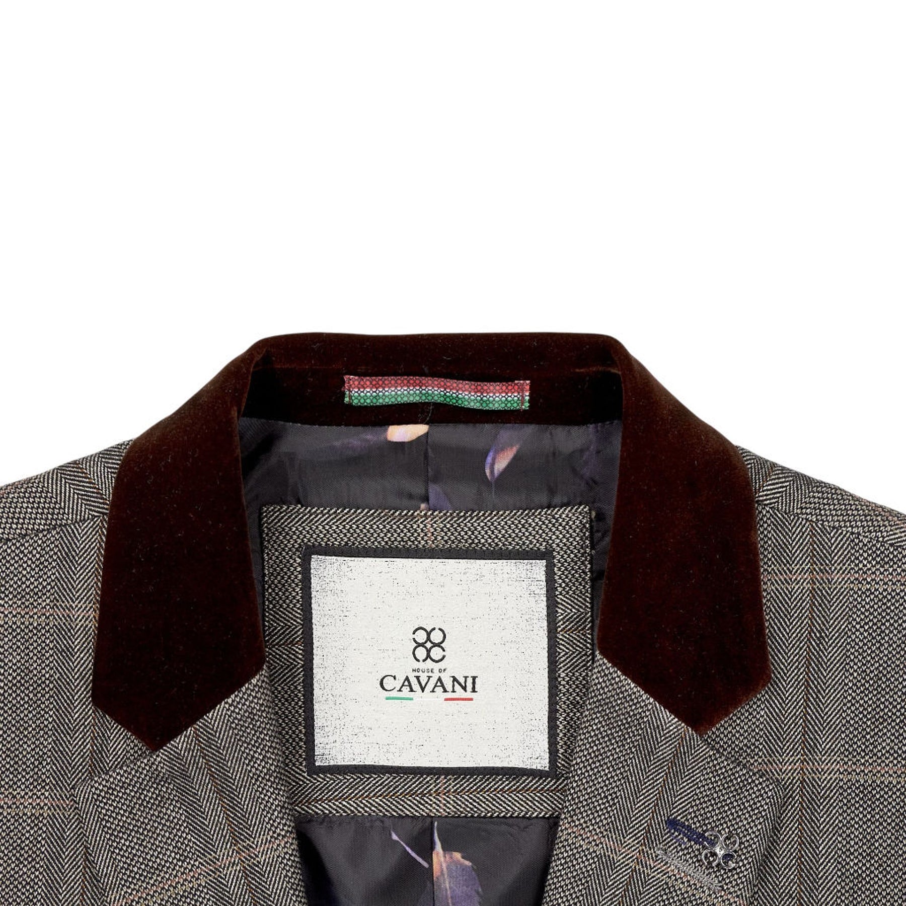 Cavani Brown Check Suit