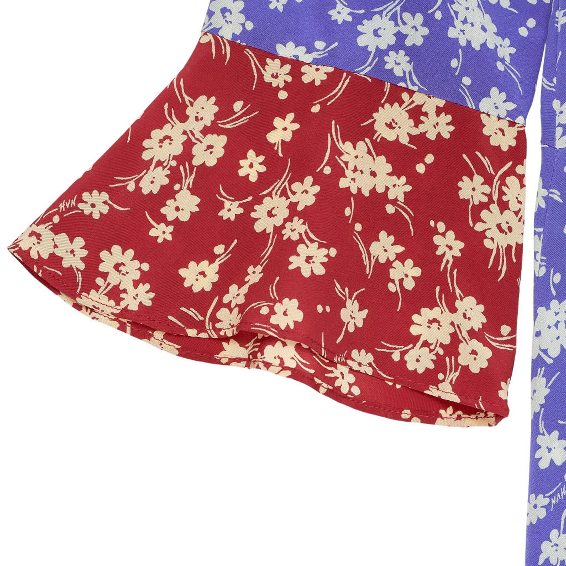 HVN Blue Red Floral Midi Dress