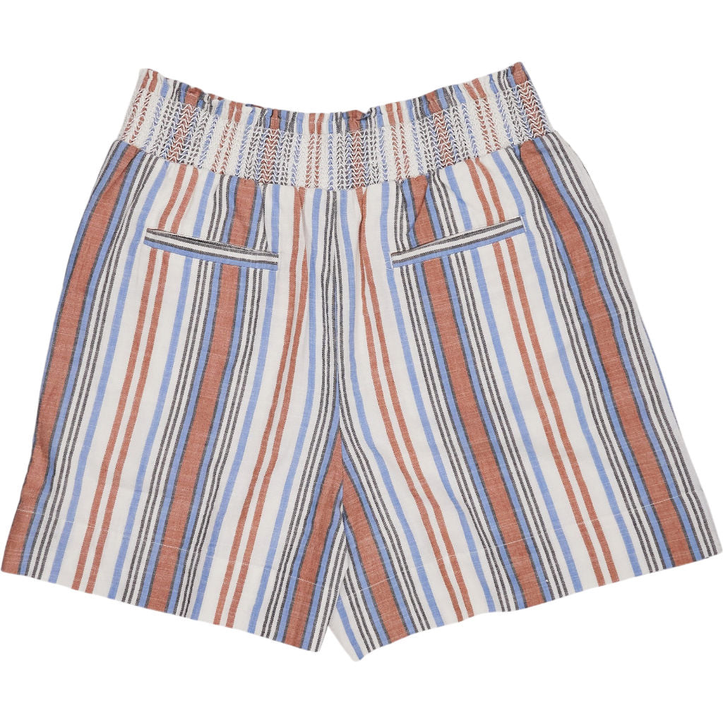 Wyse Striped Angeline Shorts Tan Blue