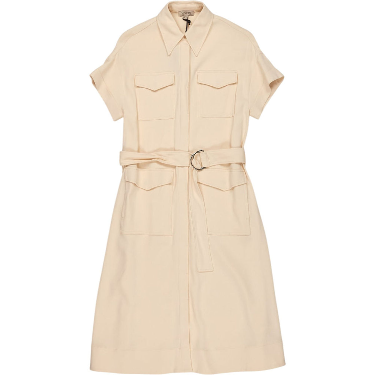 Vivere Cream Emily Belted Dress
