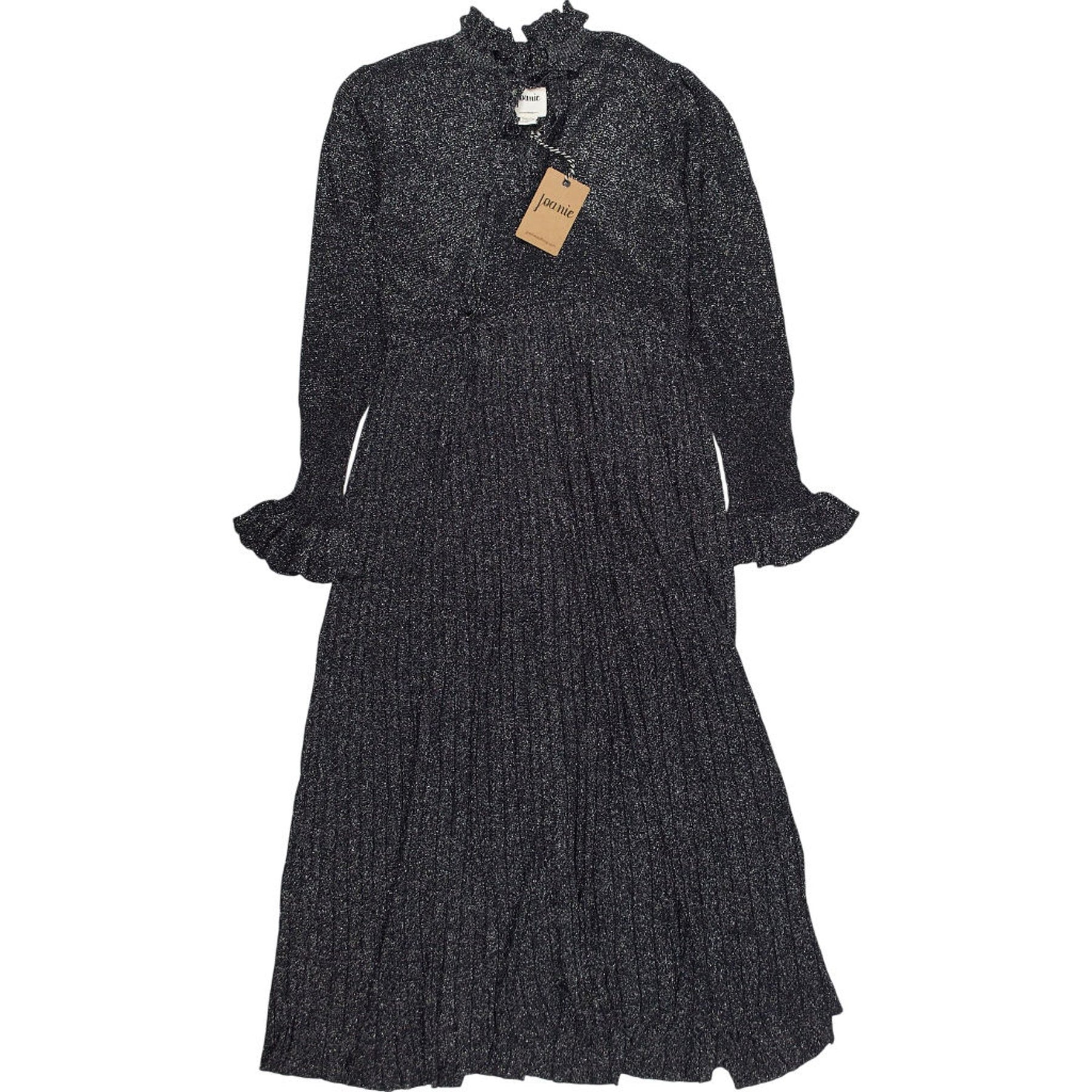 Joanie Black Metallic Pleated Dress