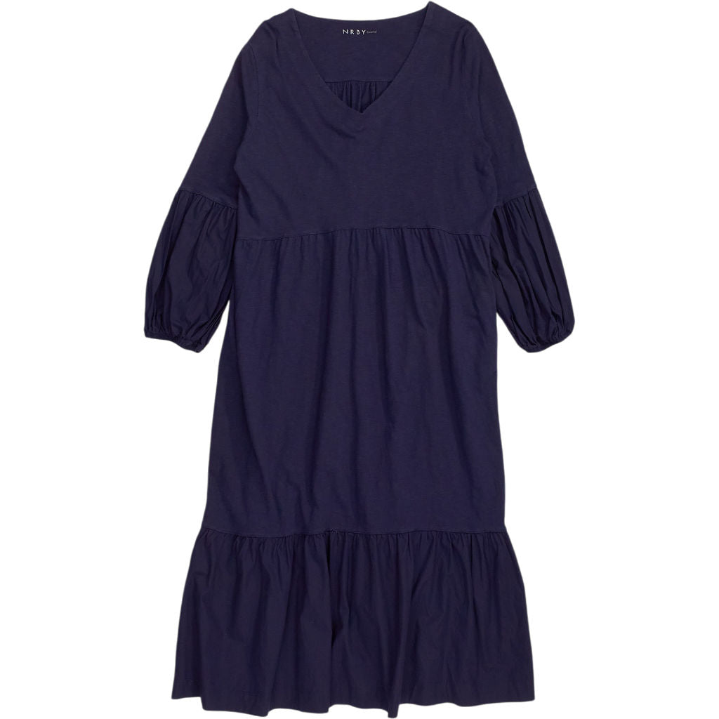 NRBY Blue Cotton V-Neck Dress