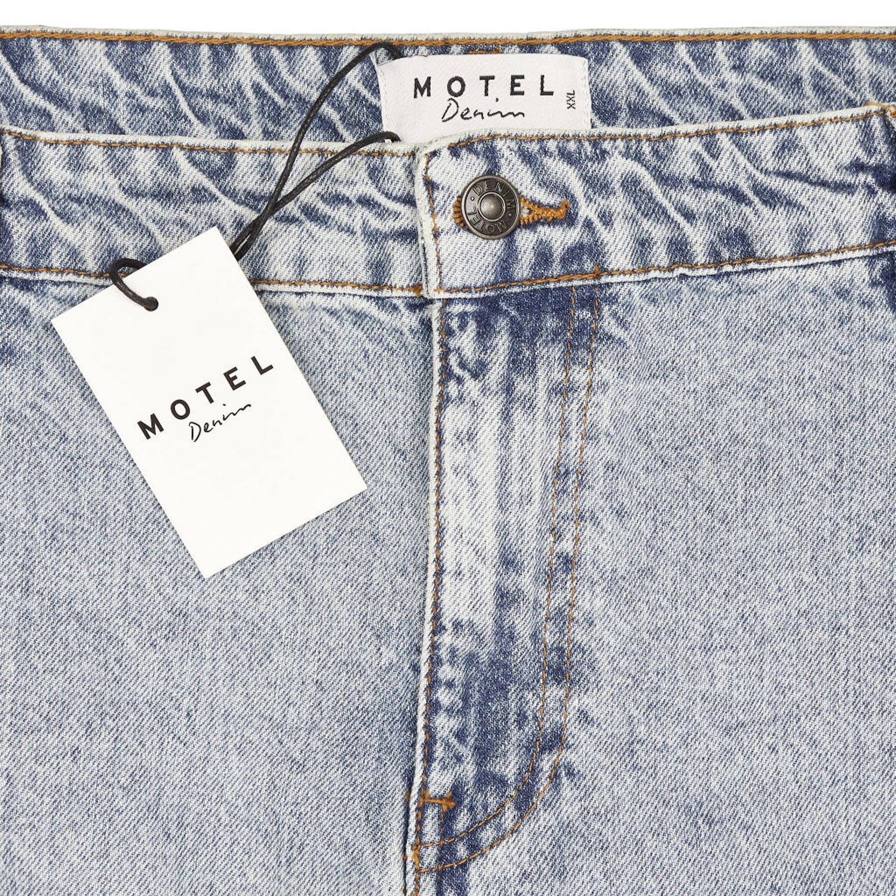 Motel Blue Denim Low Rise Maxi Skirt