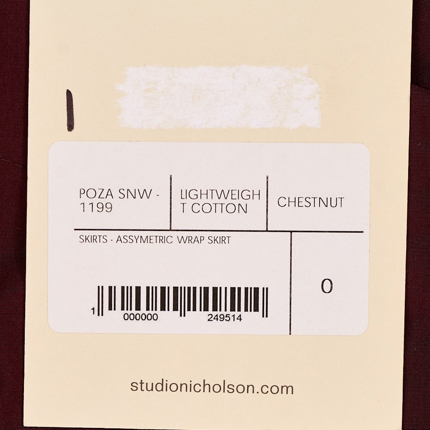 Studio Nicholson Chestnut Asymmetric Wrap Skirt