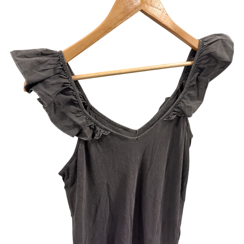 Hush Grey Cotton Ruffle Sleeve Top