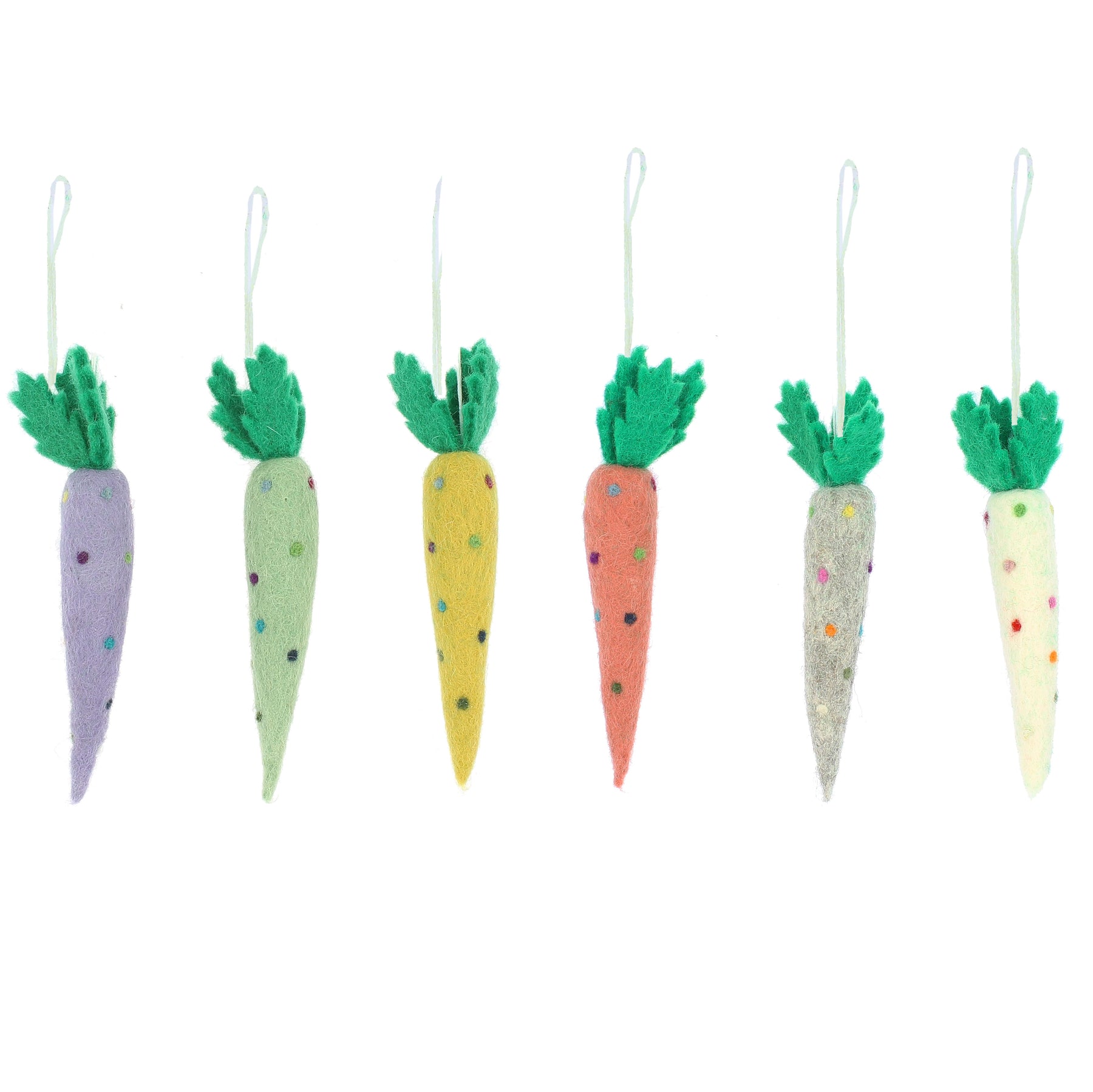 'Spotty Carrot' felt decorations by Fiona Walker England