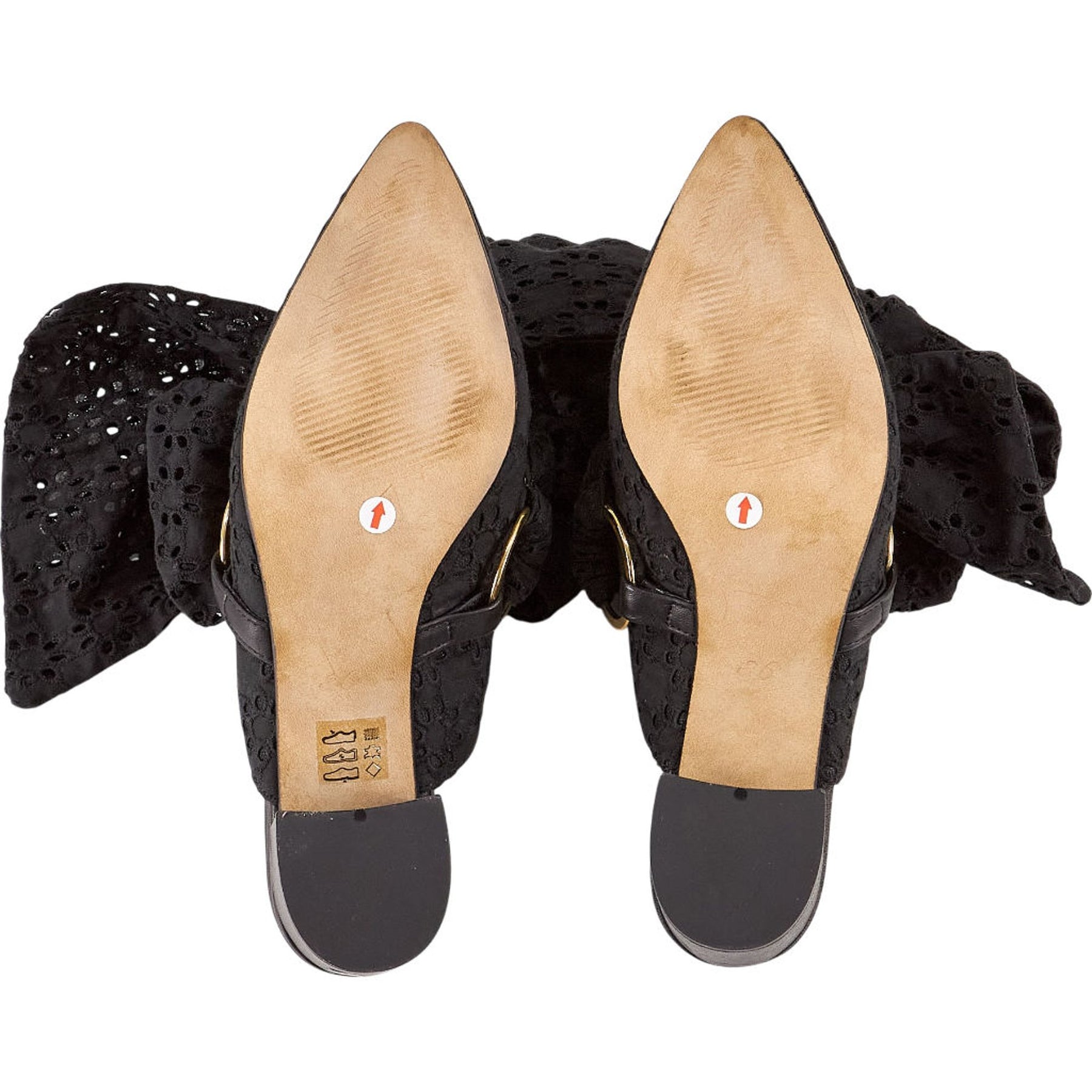 Mother of Pearl Black Bow Heeled Mules
