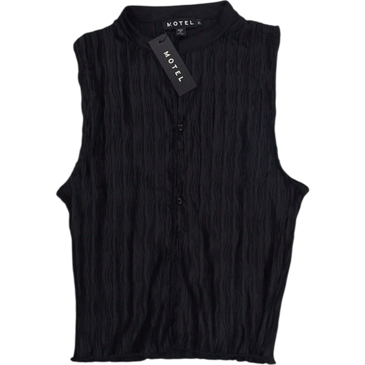 Motel Inara Crinkle Black Sleeveless Top