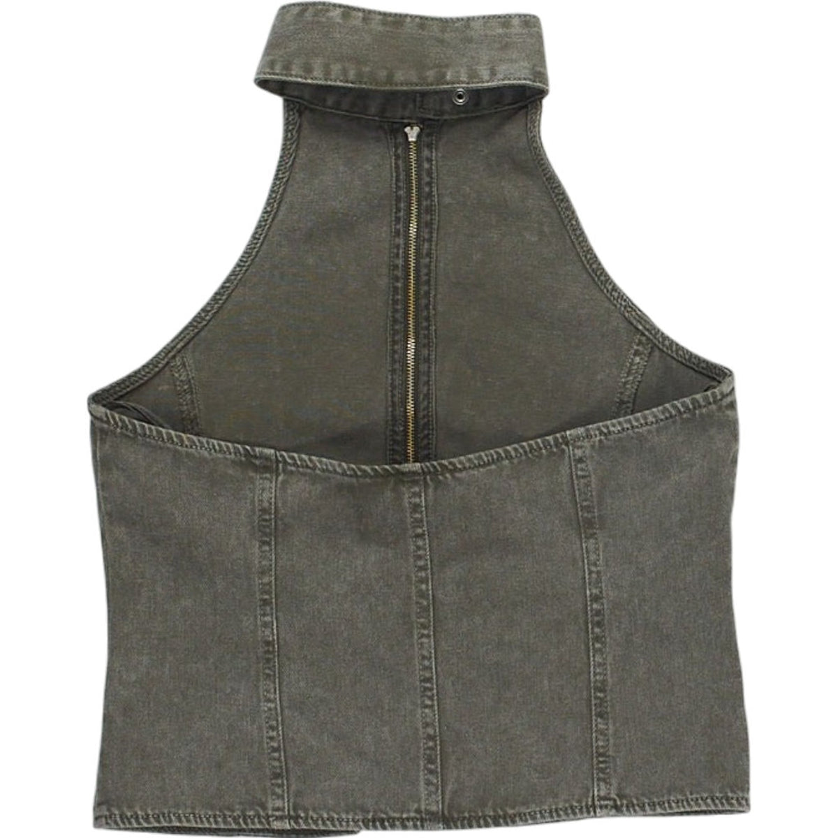 Pull & Bear Green Denim Sleeveless Top