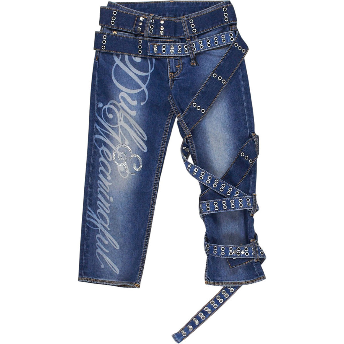 Cheap Monday Blue Grommet Strap Jeans