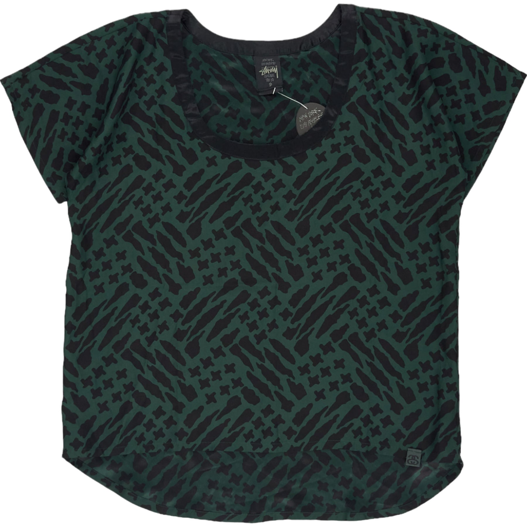 Stussy Green Black Printed Blouse
