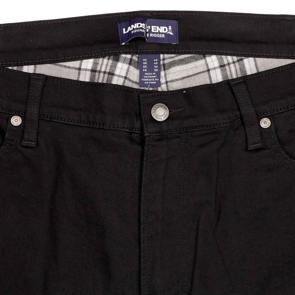 Lands' End Black Cotton Square Rigger Jeans