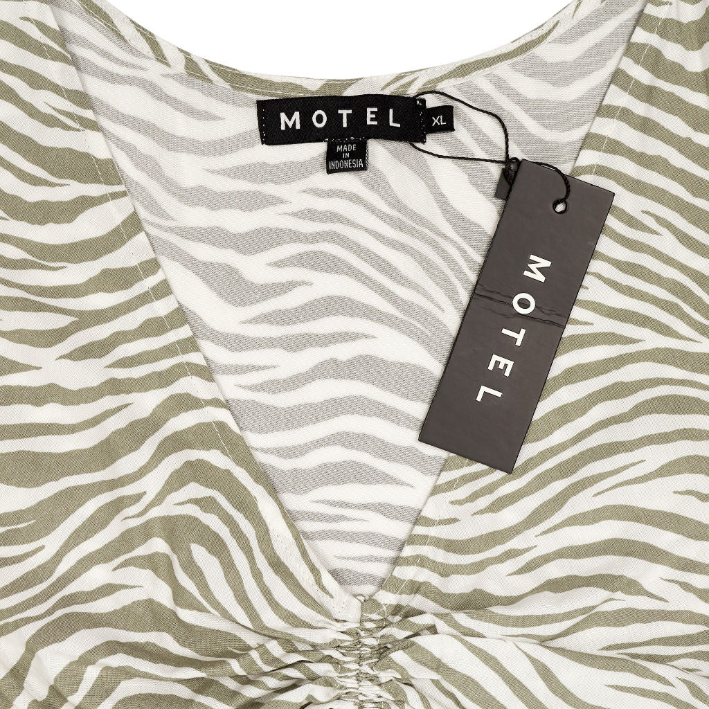 Motel Green Raeless Top Tonal Zebra