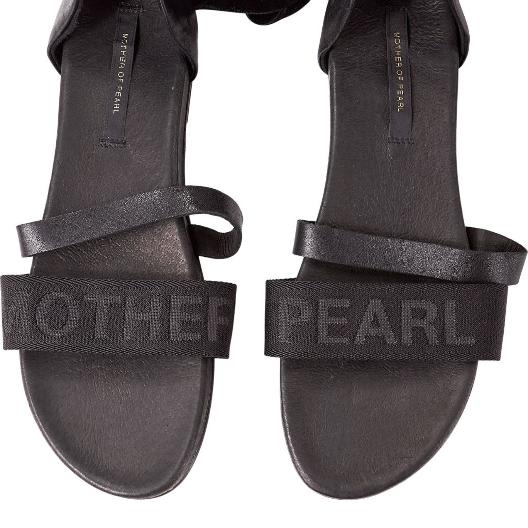 Mother of Pearl Black Sandals