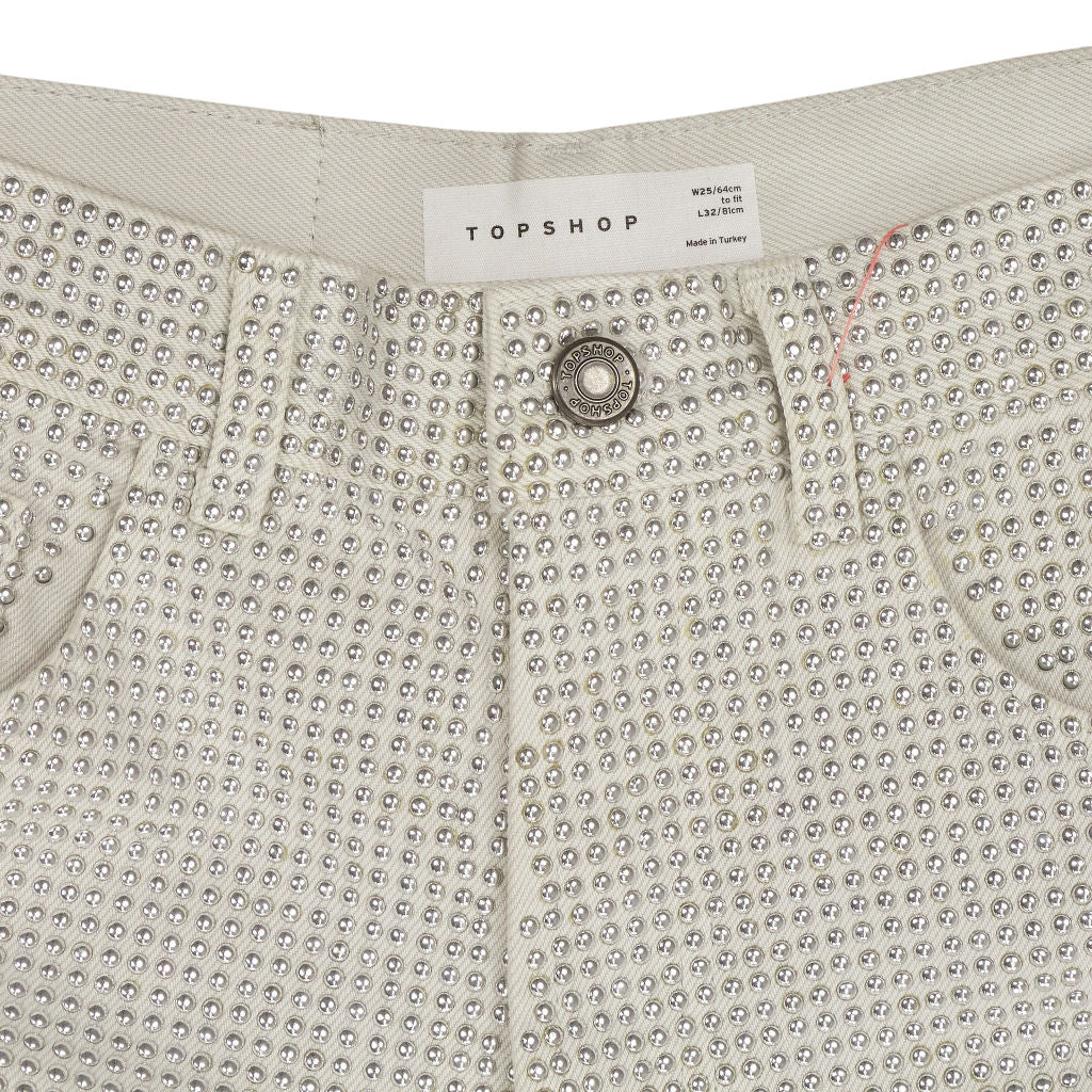 Topshop White Crystal Embellished Jeans
