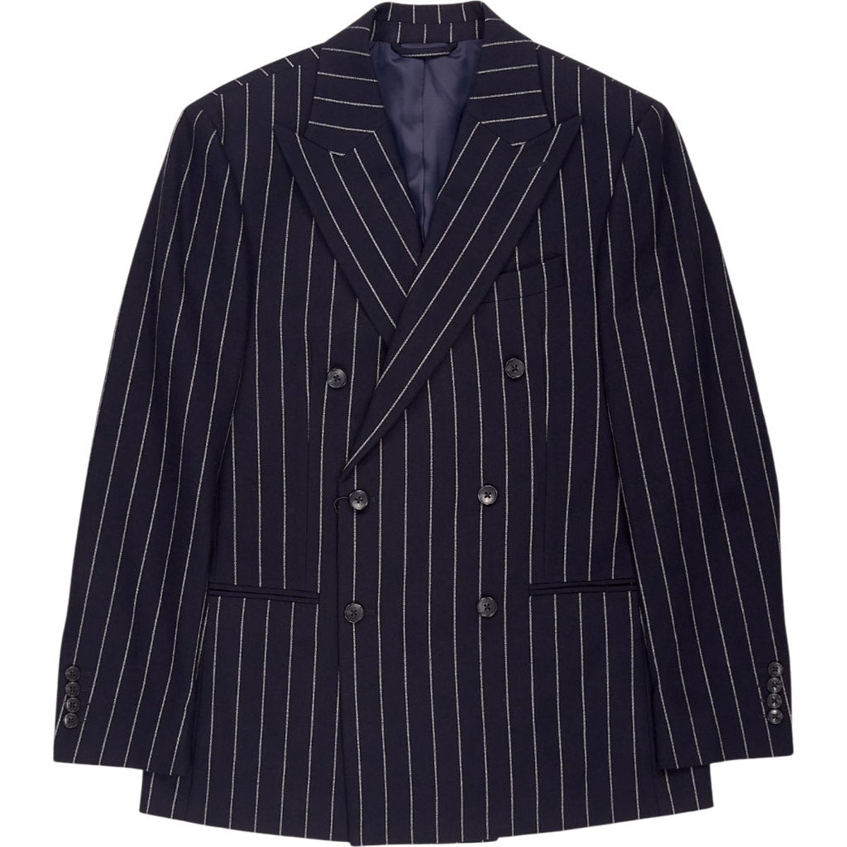 Moss Navy Pinstripe Double Breasted Jacket
