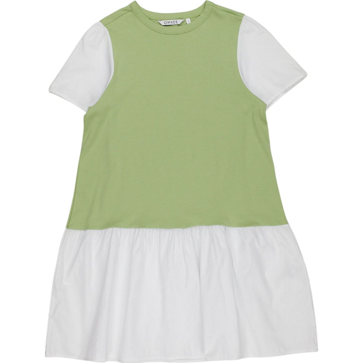 OMNES Green White Colourblock Dress