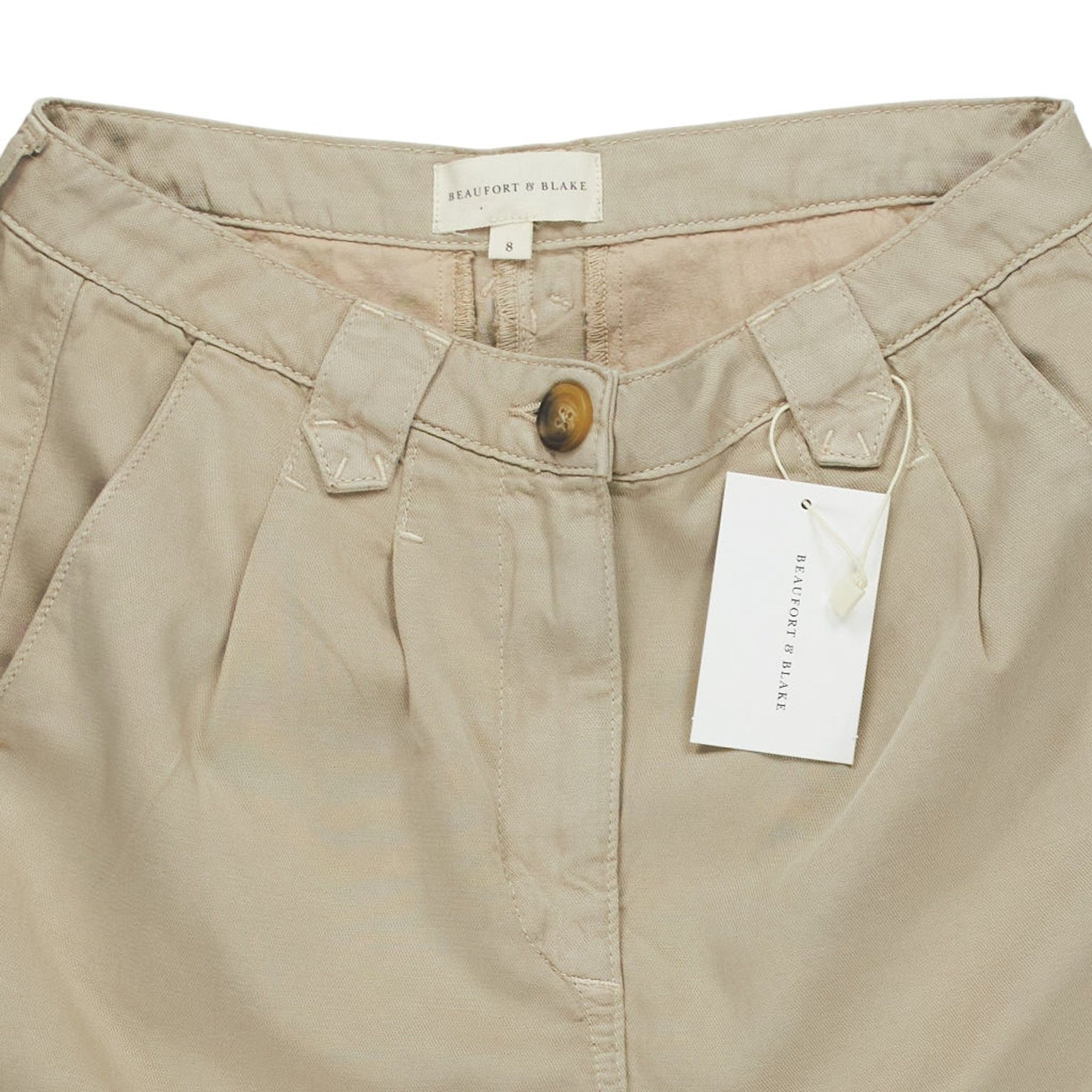 Beaufort & Blake Beige Pleated Shorts