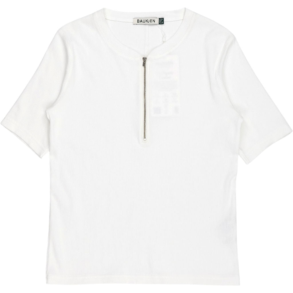 Baukjen White Ribbed Zip Top