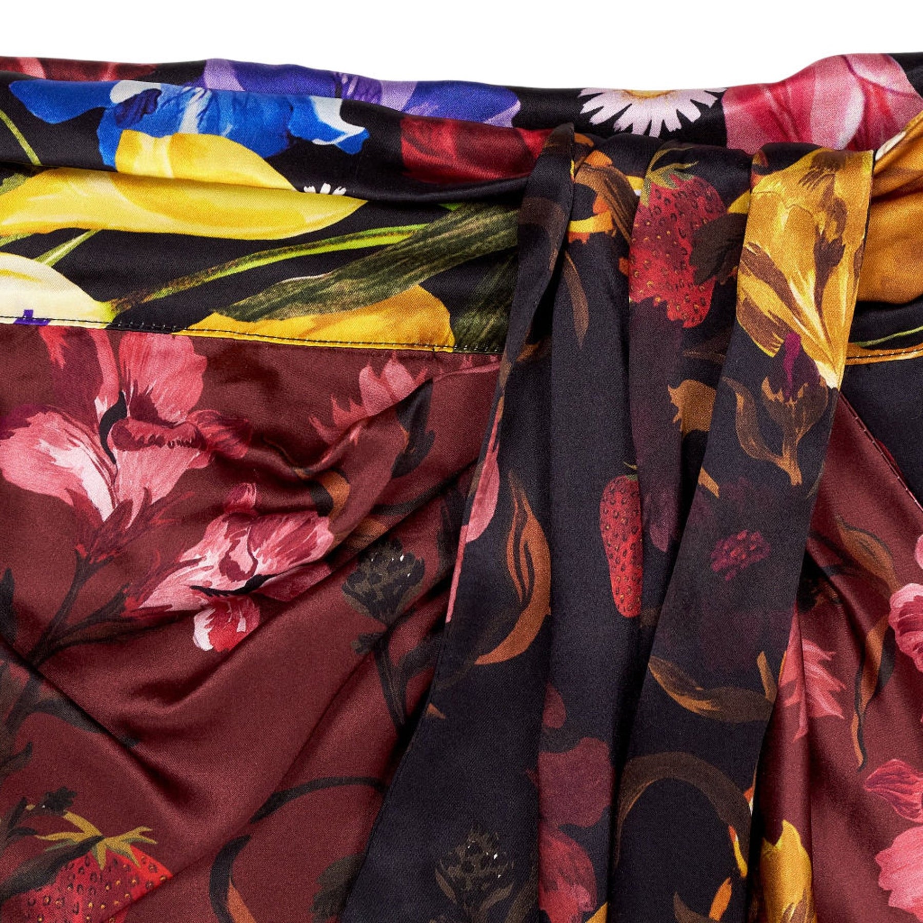 Mother of Pearl Floral Multicoloured Midi Satin Skirt