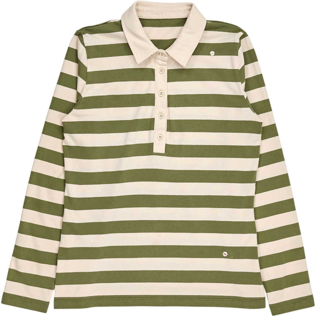 Baukjen Green Stripe Long Sleeve Polo Shirt