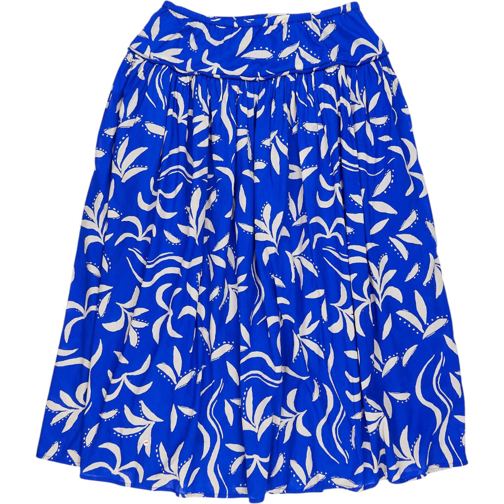 Hush Blue Abstract Palm Midi Skirt