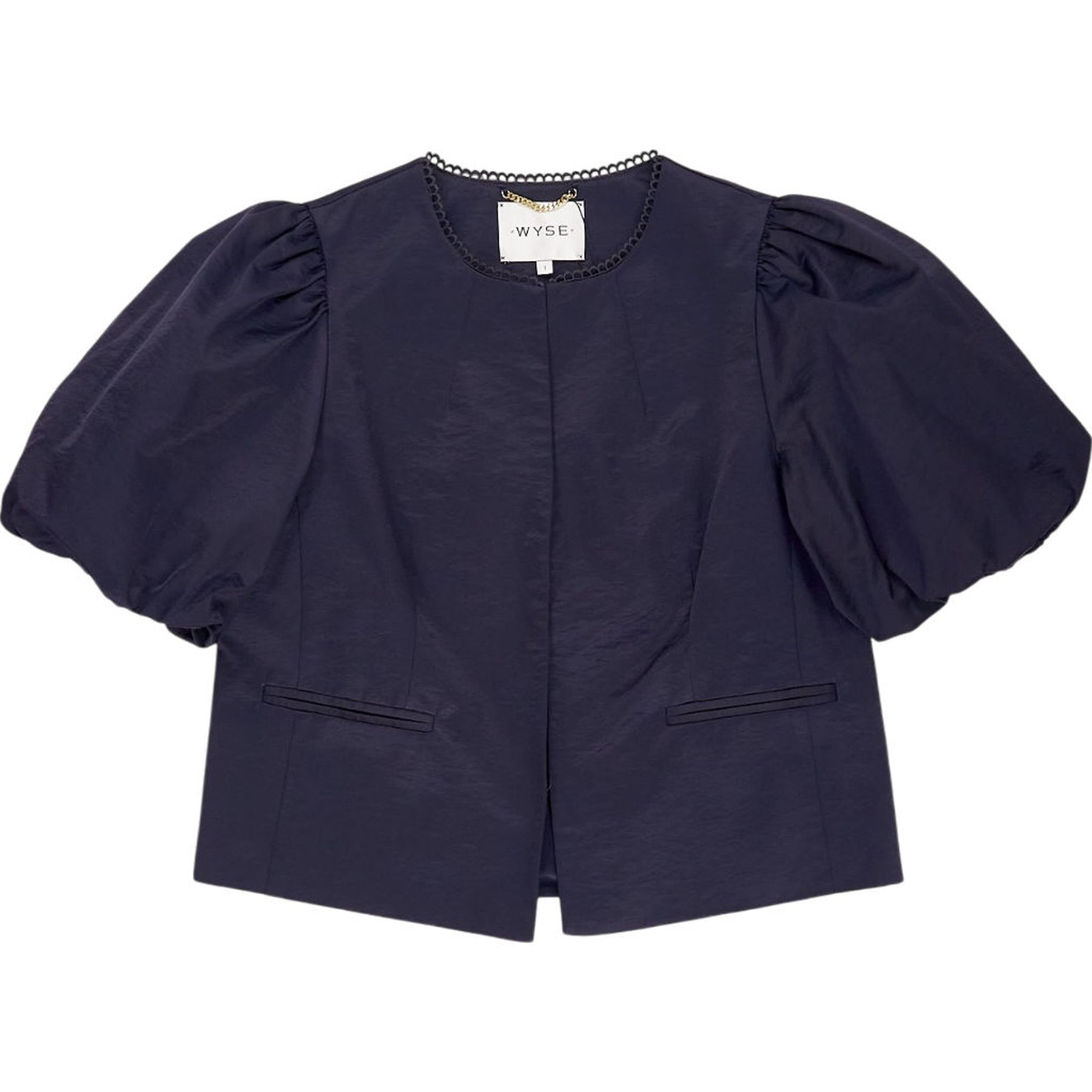 Wyse Navy Puff Sleeve Jacket