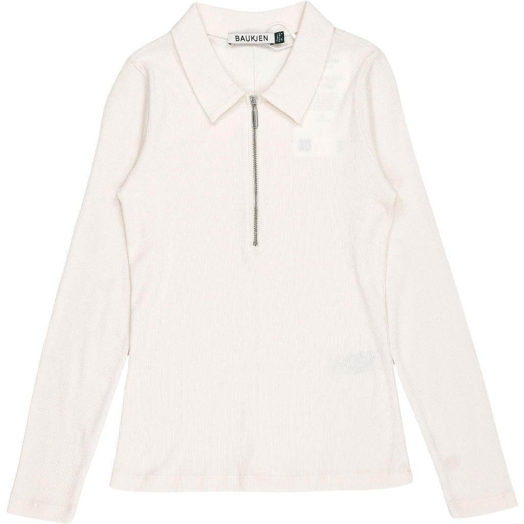 Baukjen Cream Zip Collar Organic Cotton Top