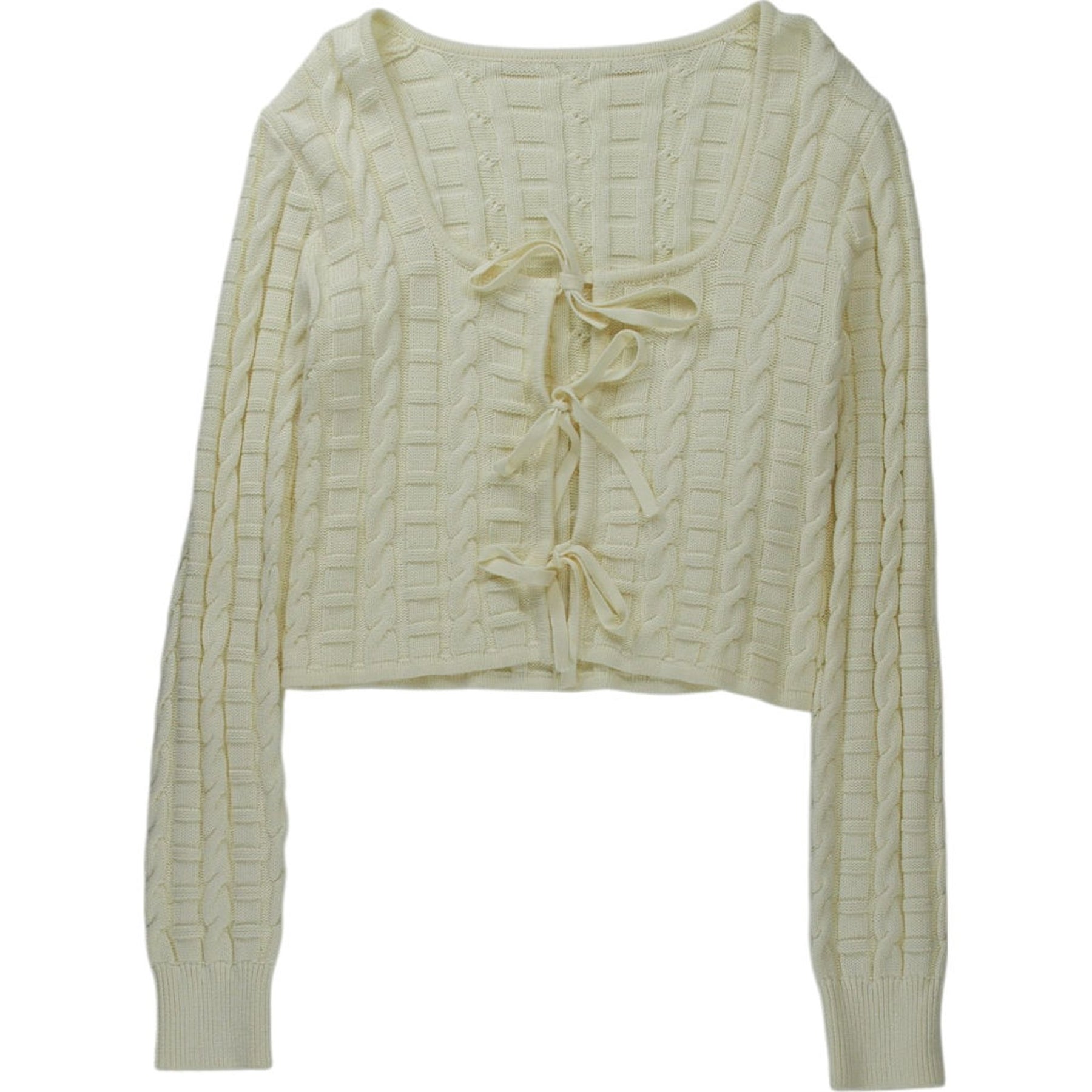 OMNES Cream Cable Knit Cardigan
