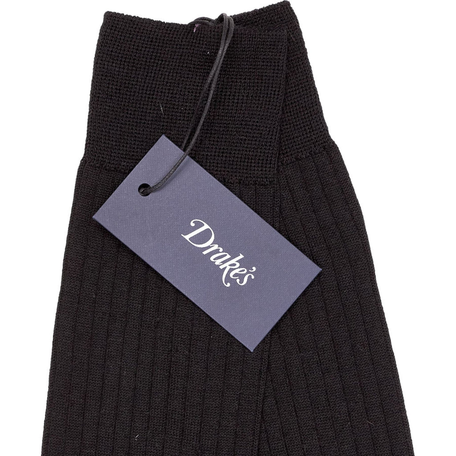 Drake's Black Merino Wool Socks