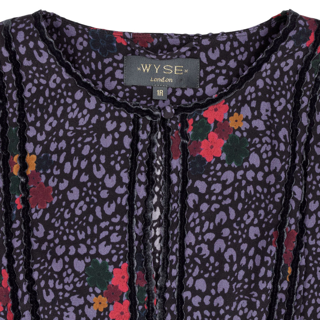 Wyse Purple Floral Ric Rac Dress UK 8