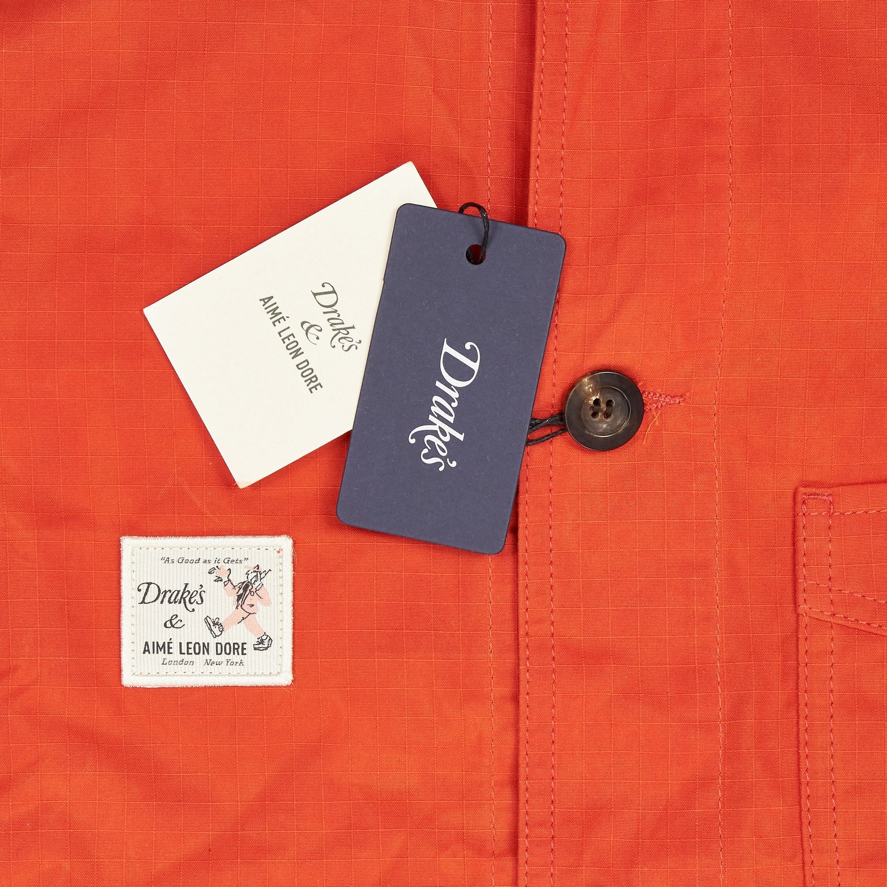 Drake's X Aime Leon Dore Orange Corduroy Collar Jacket 34