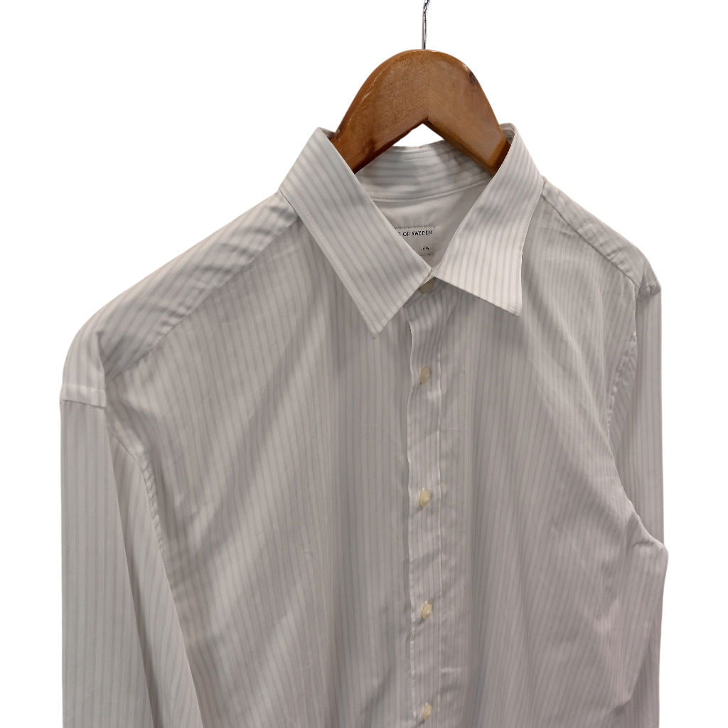 Tiger of Sweden White Striped Cotton Shirt Slim Fit