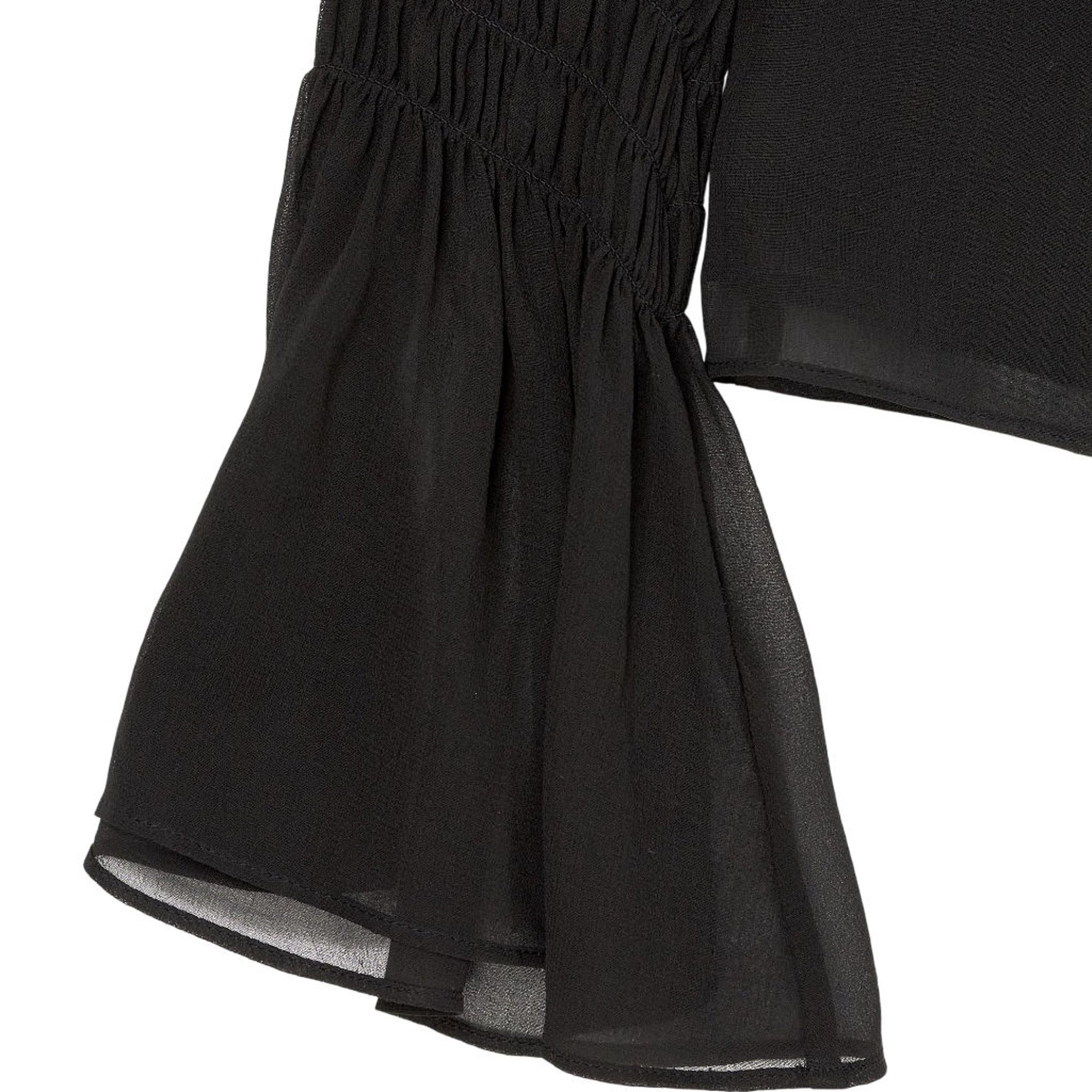 Frame Black Shirred Cuff Blouse S/P