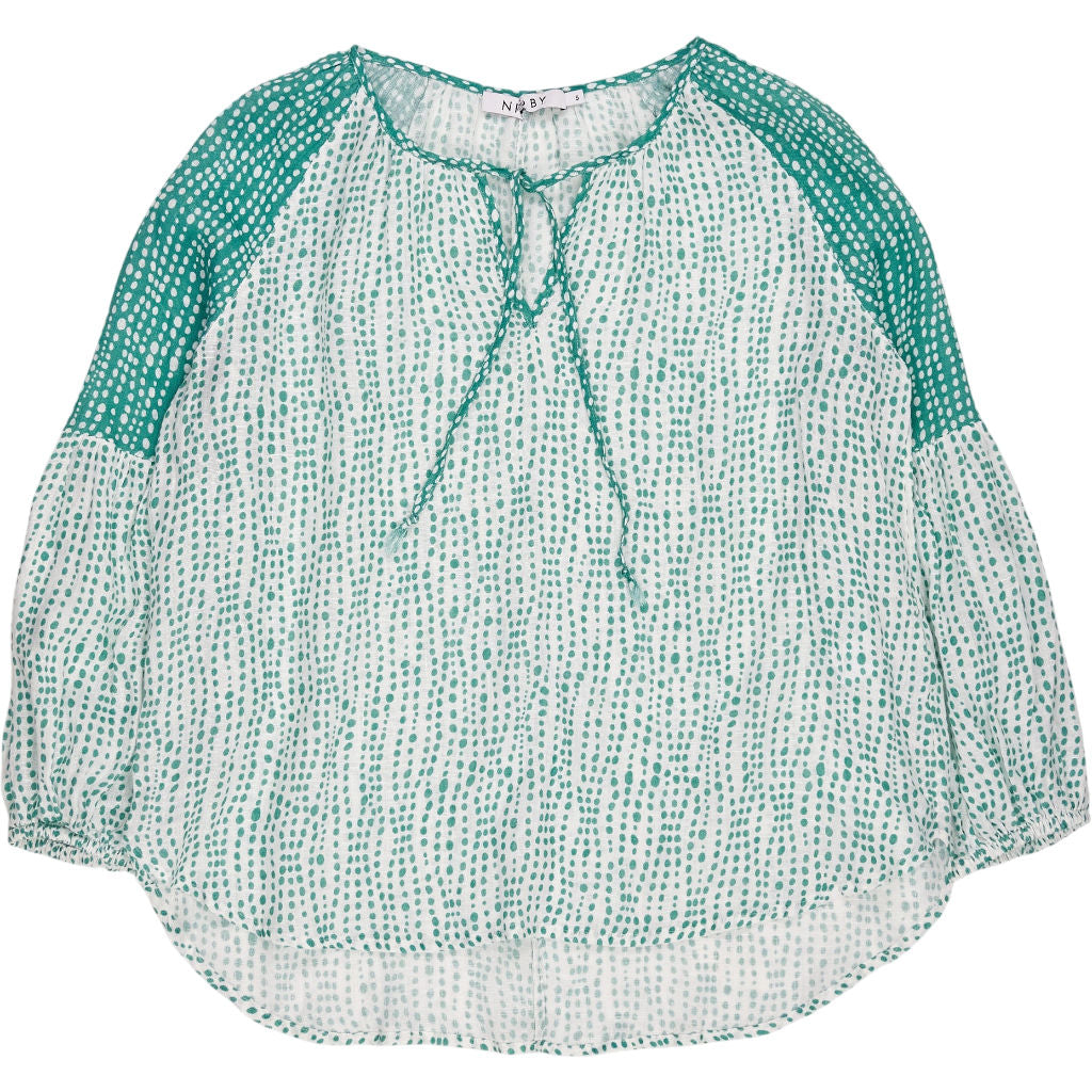 NRBY Green Patterned Linen Blouse