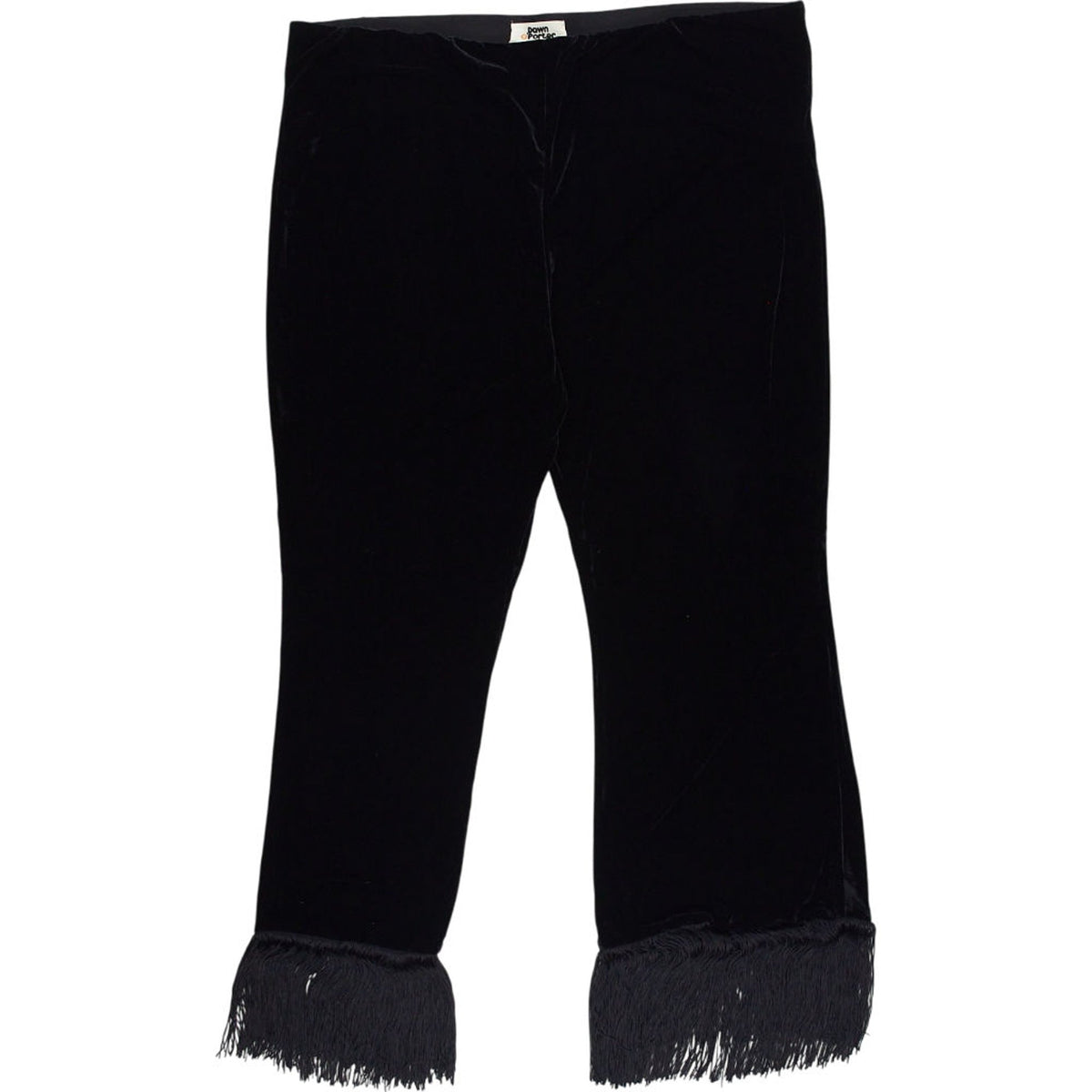 Joanie x Dawn Porter Staten Island Black Velvet Fringe Trousers