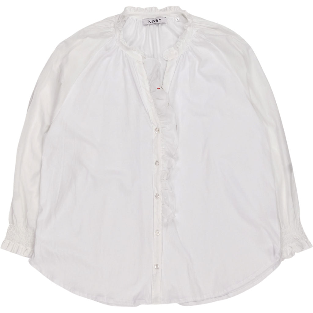 NRBY White Long Ruffle Blouse