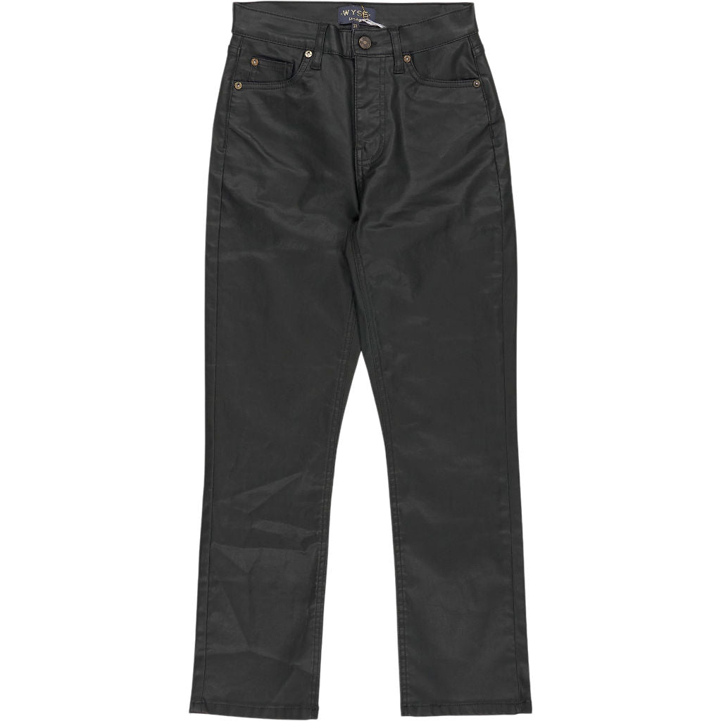 Wyse Bottle Green Audrey Coated Jeans