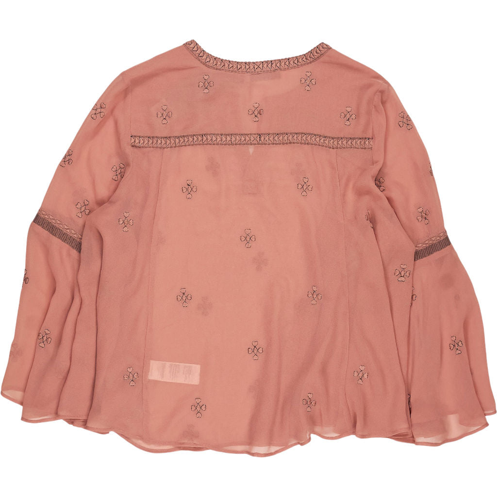 Mint Velvet Dusty Pink Fluted Sleeve Top