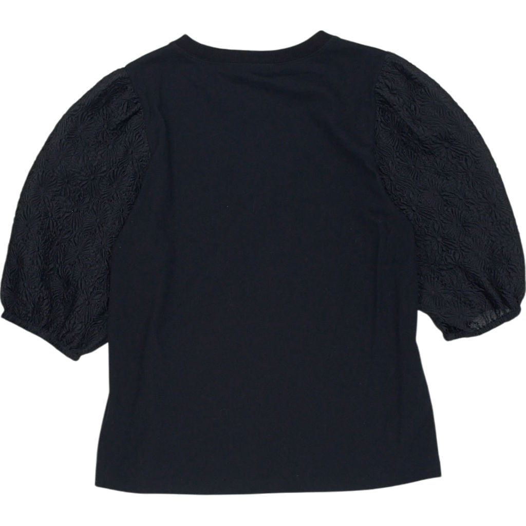Wyse Black Puff Sleeve Top UK 8