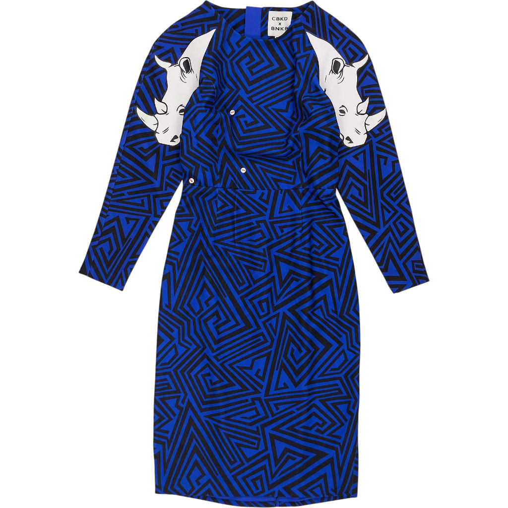 CBKD x BNKR Blue Matangi Jumanji Print Dress