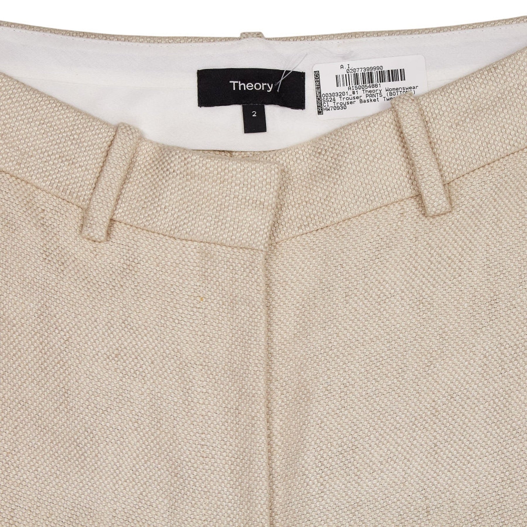 Theory Beige Basket Tweed Trousers US