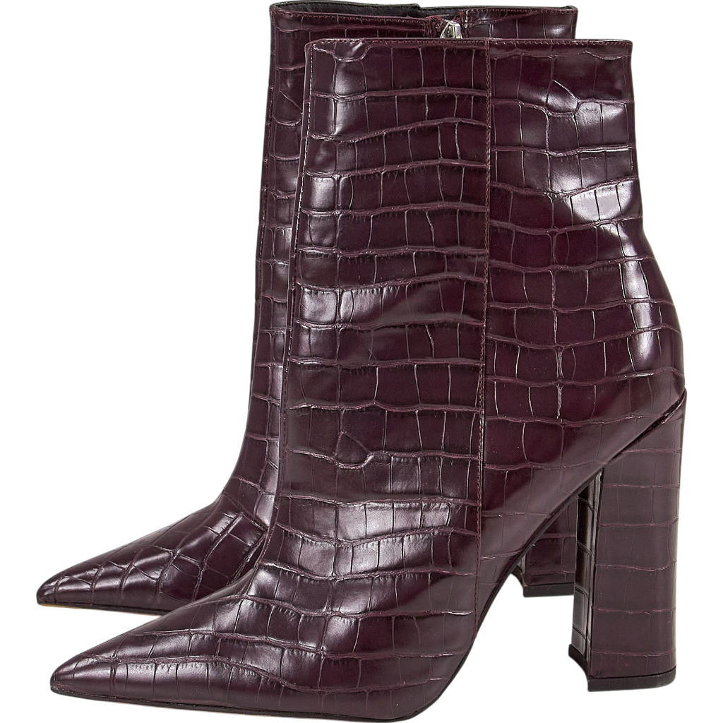 Topshop Burgundy Croc Ankle Boots EU 39