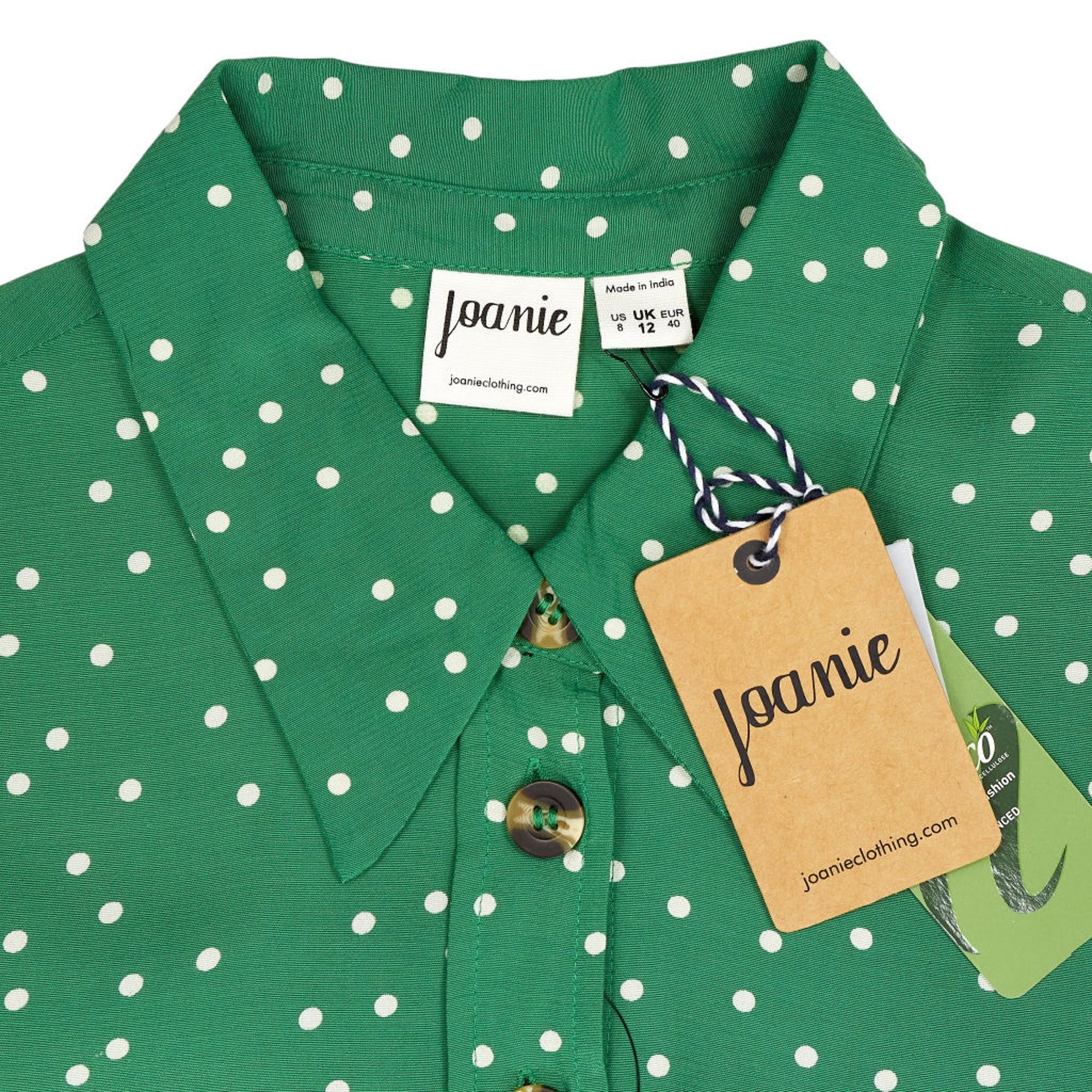 Joanie Green Polka Dot Midi Dress
