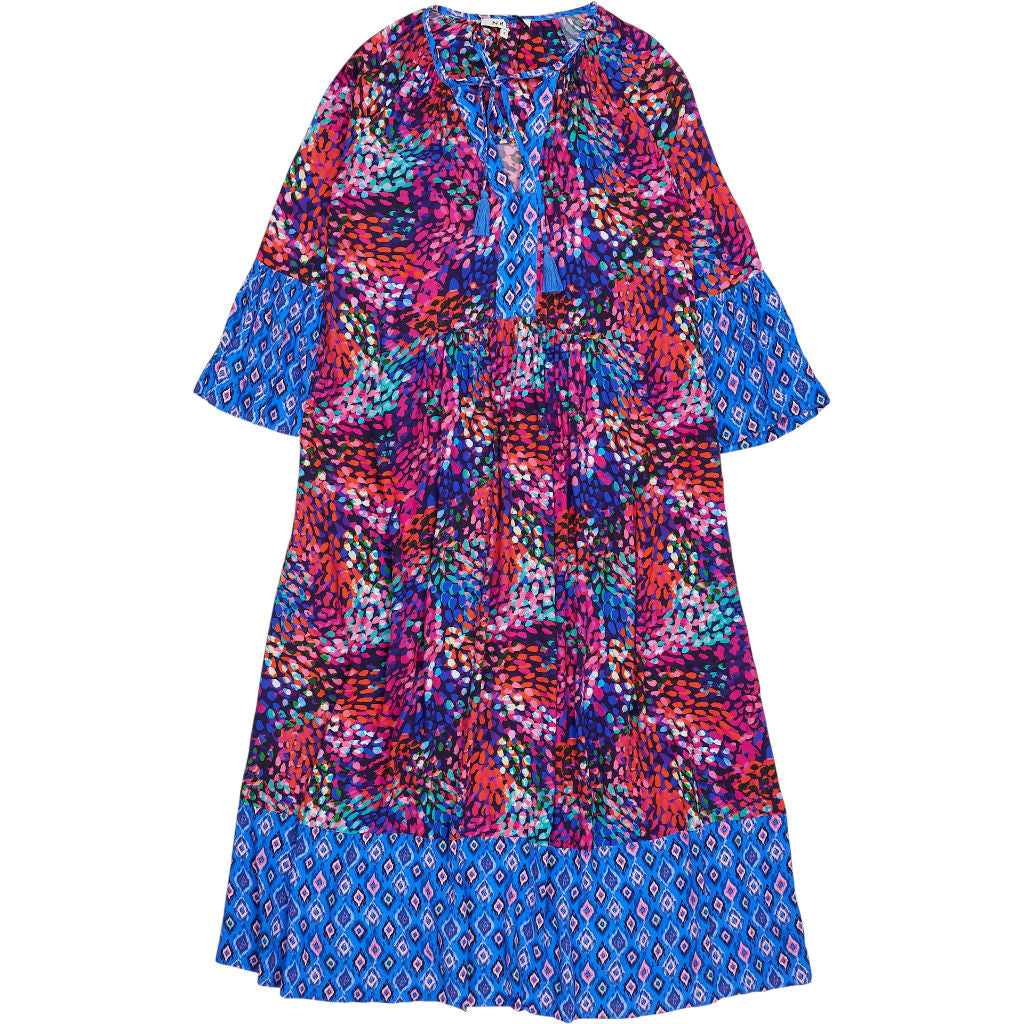 NRBY Blue Mixed Print Boho Dress