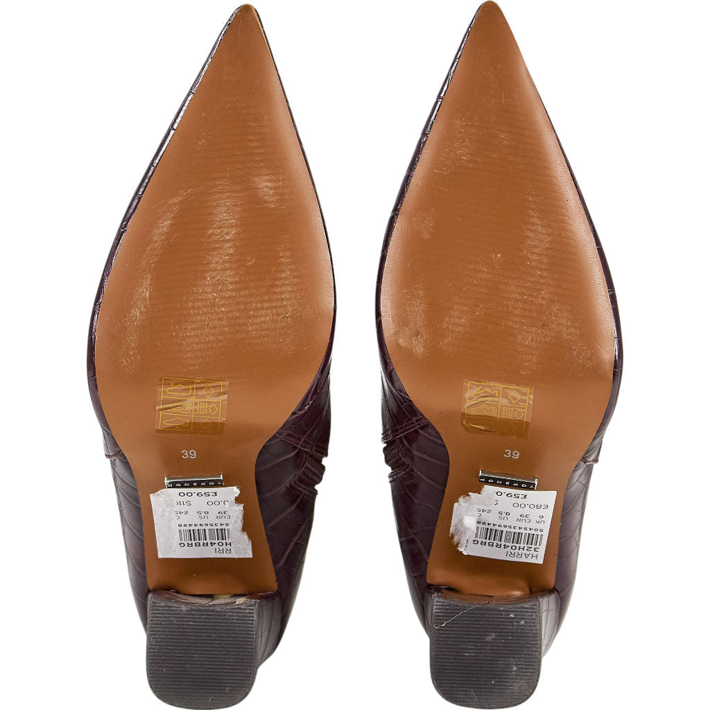 Topshop Burgundy Croc Ankle Boots EU 39