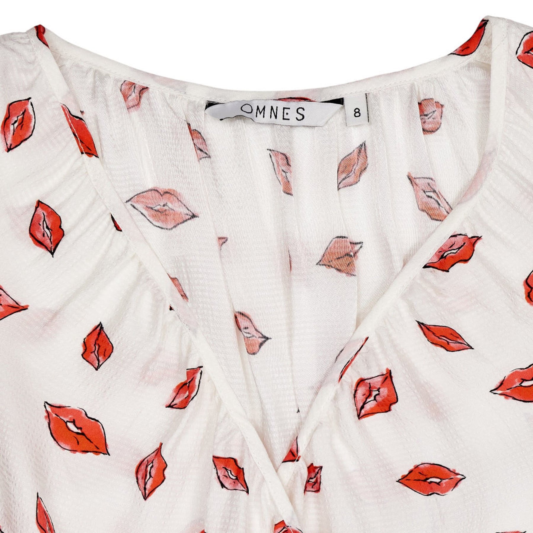 OMNES White Lip Print Blouse