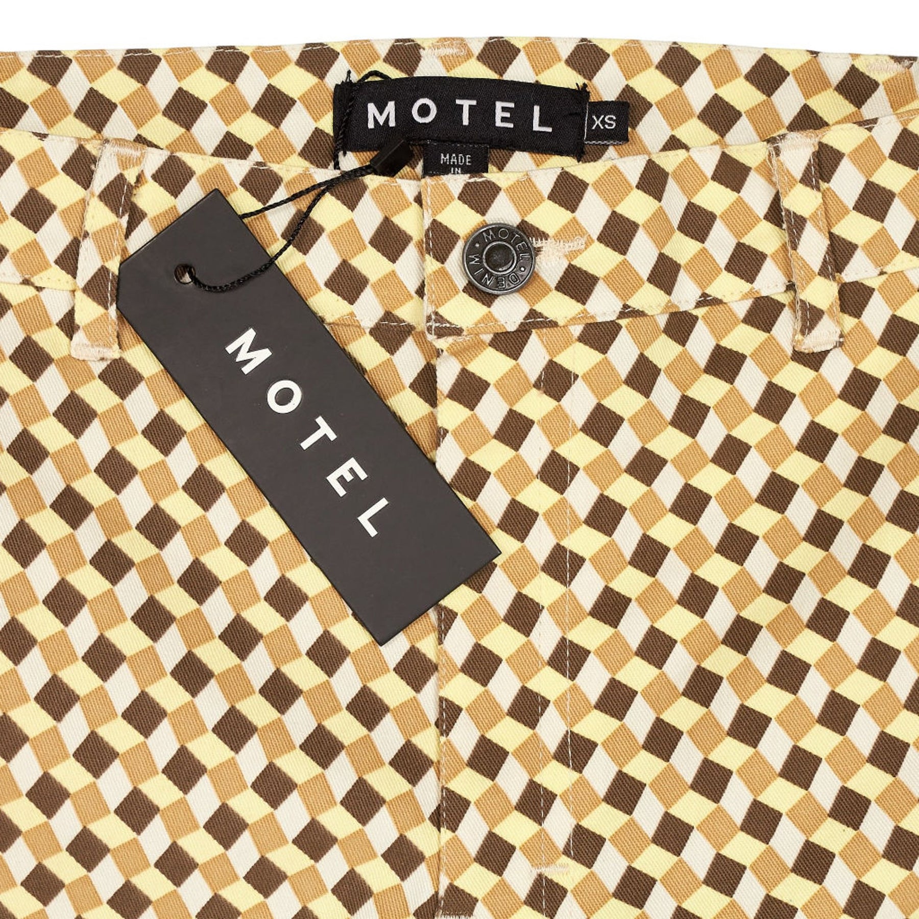 Motel Yellow Wavy Checker Zoven Trouser